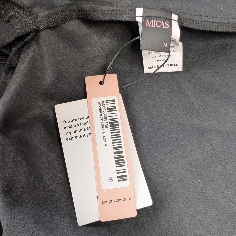 New Micas Medium Black Vegan Patent Faux Leather Asymmetrical Mermaid Cut Skirt - Picture 3 of 4